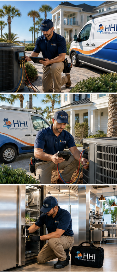 HHI Comfort Solution HVAC service photo collage